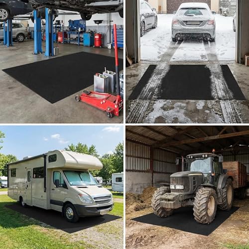 7'4"x17' Oversized Garage Floor Mat – Oil Absorbent & Leak-Proof PE Backing, Heavy Duty Full Coverage Protector for Full-Size Trucks SUVs RVs, Trimmable Non-Slip - size: 7'4" x 17'