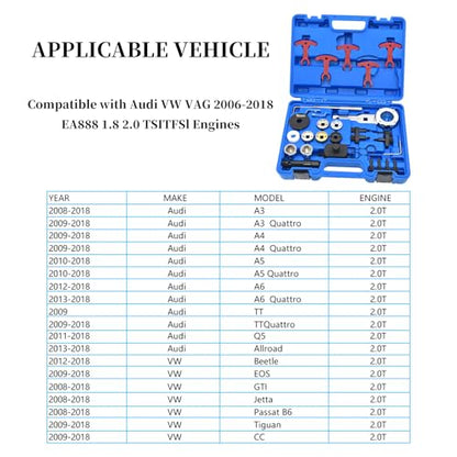 EA888 1.8 2.0 TSI TFSI Engine Camshaft Crankshaft Timing Tool Kit, Compatible with Audi 2.0T, VW VAG 2006-2018, T10354 T10355 T40271 T10352 T10368 T40196 T40191 T40267 T40266 T40011, 29 Pcs - size: 29PCS