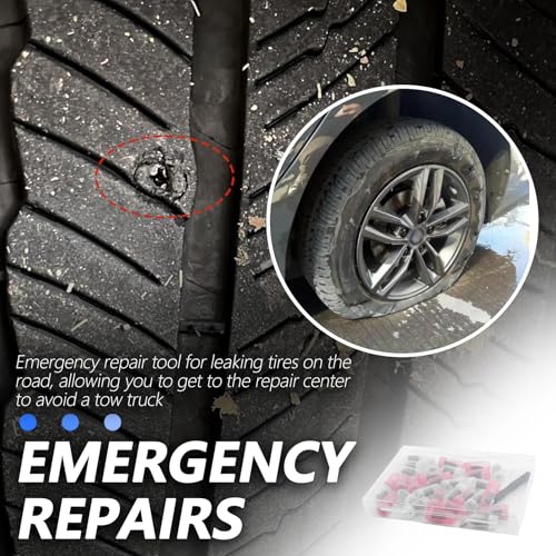 30PCS Tire Plug Kit,Self-Service Flat Tire Repair Kit Including Screwdriver,Upgraded Thickened Adhesive-Covered Tires Repair Screws for Sudden Flat Tyres Emergencies (30PCS) - color: 30PCS