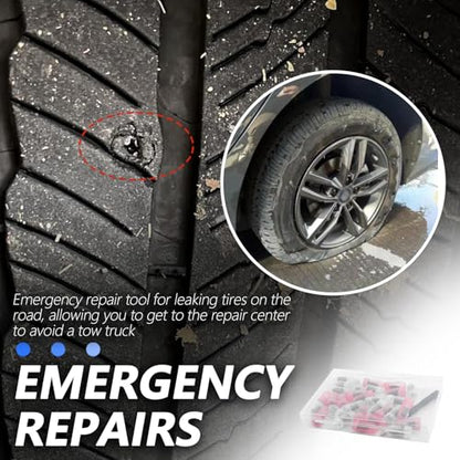 30PCS Tire Plug Kit,Self-Service Flat Tire Repair Kit Including Screwdriver,Upgraded Thickened Adhesive-Covered Tires Repair Screws for Sudden Flat Tyres Emergencies (30PCS) - color: 30PCS