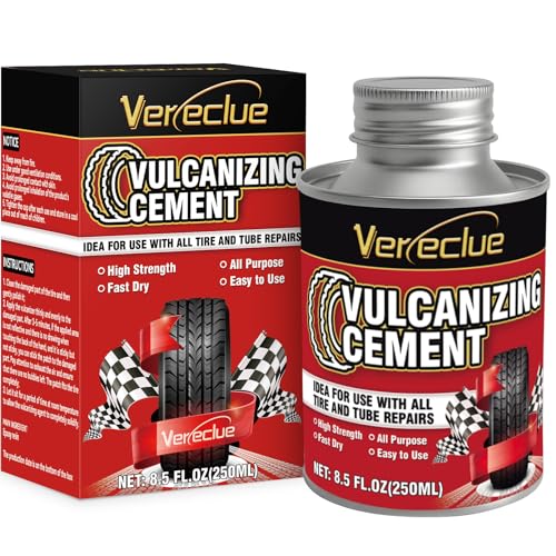 Chemical Vulcanizing Cement, Clear Tire Repair Glue, All Purpose Rubber Cement, Heavy Duty Tire Patch Kit with Brush Top Can for Car, Motorcycle, Bike, 8.5Oz - size: 8.5FL.Oz