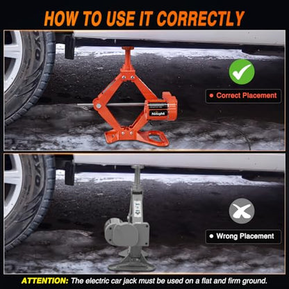 Nilight Electric Car Jack 3 Ton 6600LBS Floor Jack Kit Automatic 12V Electric Scissor Lift Jack Portable Repair Tool with Remote Control Double Jack Pads for Car Tire Change Replacement, Orange Red - size: 3 T w Remote Control