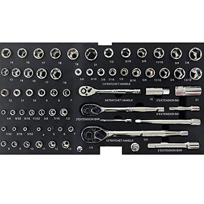 339 Piece Kits Tool Set Heavy Duty Metal Mechanic Box,Tool Box with Handle 3-Drawer and Top Storage, Drawers Tool Case for Garage, Warehouse, Workshop Maintenance, Repair Shop(Black&Red) - size: 439pcs - Black&Red