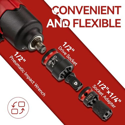 11PC Socket Adapter Set, Drill Bit Socket Adapters, CR-V and CR-MO | Complete 11pcs swivel impact socket set, 360° , reach narrow & blocked bolt positions easily for auto maintenance