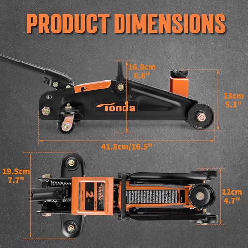 Tonda Floor Jack, Hydraulic Portable Car Jack, 2 Ton (3,800 lb) Capacity, Black - color: 2T Black