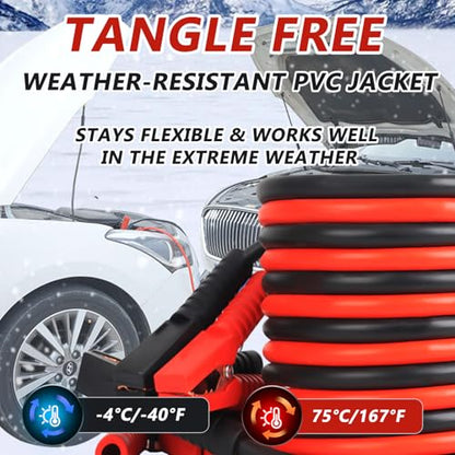 2/0 Gauge 40 FT Heavy Duty Jumper Cables,5000Amp Automotive Booster Cables for 12V & 24V Cars, SUVs and Trucks, Jumper Cables Kit with Carry Case and Gloves