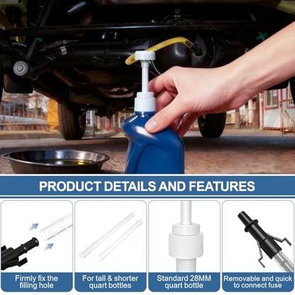 2 Pack Fluid Pump, Fluid Pump for Standard Quart Bottles，10cc Per Pump Stroke, Transmission Fluid Pump with 3rd Hand Adapter, Transfer Gear Oil Transmission and Differential Fluid Pump - color: 10CC-2Pack