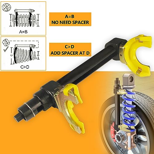 Macpherson Strut Spring Compressor Kit Interchangeable Fork Strut Coil Extractor Tool Set with Safety Guard and Carrying Case