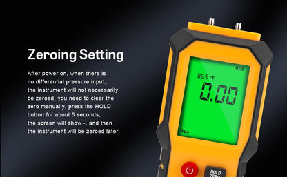 YZT Meter Manometer Air Pressure Meter, Digital Differential Pressure Gauge, HVAC Gas Pressure Meter Dual-Port Manometer Gas Pressure Tester (9v Battery Included)… - style: 1/8 Inches Diameter Port