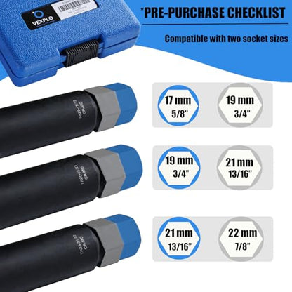 VEXPLO 10 Spline Lug Nut Key Set Thick Wall 3-PCS 10 Spline Lug Nut Socket | Easy Removal of Aftermarket Ten Point Locking Lug Nuts, Compatible with Bimecc White Knight 10 Splined Wheel Lock Key