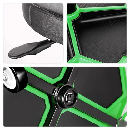 PM PERFORMOTOR Adjustable Height Pneumatic Garage Seat Rolling Mechanic Stool with Tool Tray Storage,300lbs Max Weight Capacity, Green,PM-TOL-ATS-GR - color: Green