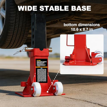 Jack Boss Heavy Duty 12 Ton (24,000 lbs) Jack Stands with Large Base and Strong Lock,Professional Pin Style Car Stands,Easily Moveable Car Lift Stands for Truck,SUV Pick Up, Red - size: 12 Ton Wheeled