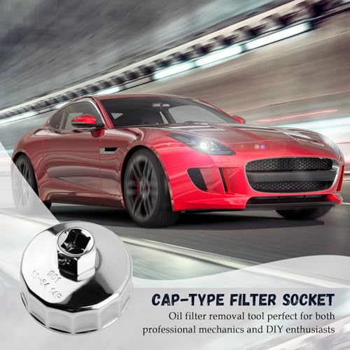 65mm to 64mm Oil Filter Wrench with 1/2" Drive Port,14 Flute Oil Filter Removal Tool Compatible with Nissan/Acura/Honda,Professional Automotive Tools Oils Filters Tool