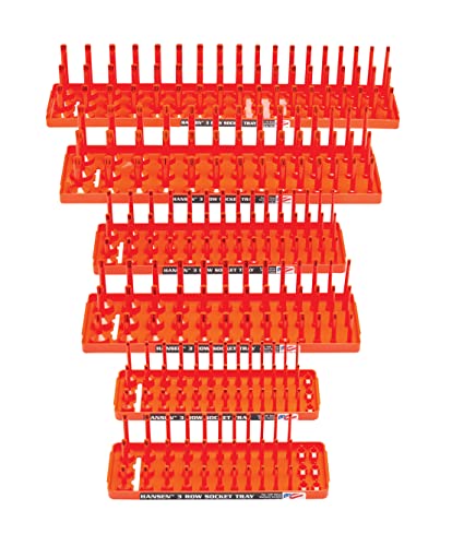 HANSEN 3 Row Socket Holder, Orange, Pack of 6 (92015) - color: Orange