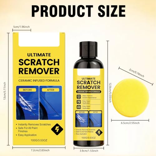 Scratch Remover,Car Paint Repair Paste for Light Scratches Ultimate Scratch Remover,Plastic Polish Scratchs Removers,Car Scratchs Repair Paste (3.38 Oz,3*Polishing Cloths,1*Cleaning Sponge) - color: 3.38 Oz,3*Polishing Cloths,1*Cleaning Sponge