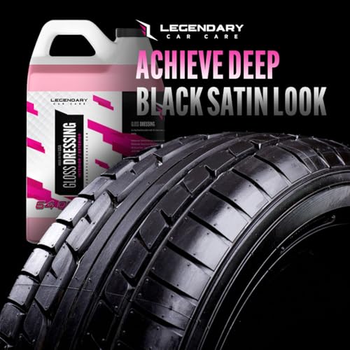 Legendary Gloss Dressing 64oz (Half Gallon) - Tire Shine Spray & Plastic Restorer – Water Based & Non-Greasy Interior/Exterior Detailing Spray - Trim, Rubber, Vinyl & Plastic Restorer for Cars - size: Gloss Dressing 64oz (Half Gallon)