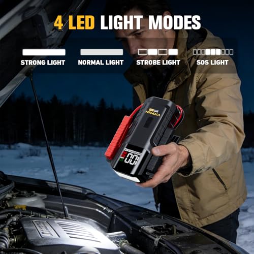 VTOMAN VL7 6000A Jump Starter Upgraded with LiFePO4 Battery,24000mAh Portable Car Battery Booster (All Gas/10L Diesel),12V Jump Box Power Pack with USB-A,Type-C & DC Output,LED Light,EVA Bag