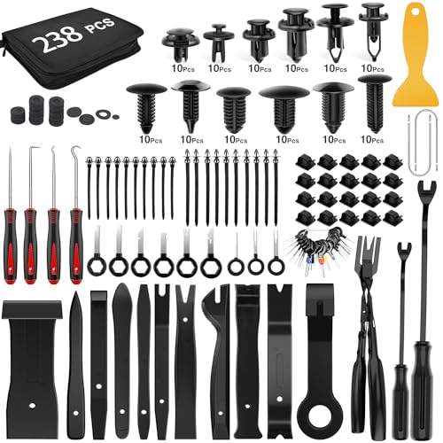 GOOACC 238Pcs Trim Removal Tool, Auto Push Pin Bumper Retainer Clip Set Fastener Terminal Remover Tool Adhesive Cable Clips Kit Car Panel Radio Removal Auto Clip Pliers, Black - color: 120Pcs Clips +118 Remover Black