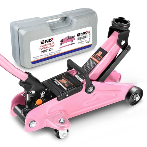 DNA Motoring Low Profile Hydraulic Trolley Service/Floor Jack, 2 Ton (4000 lbs) Capacity, Lifting Range 5.1"-13", Pink, TOOLS-00474-PK - color: Pink, style: 2 ton