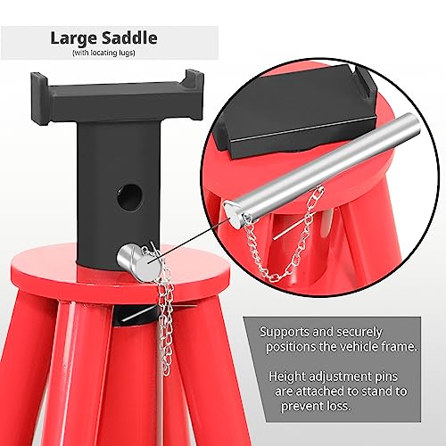DNA Motoring 10T Pin-Type Jack Stands Heavy Duty Steel 10 Ton (20,000 lbs) Capacity,Adjustable Height 28"-47.5",TOOLS-00300