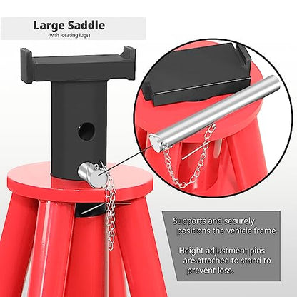DNA Motoring 10T Pin-Type Jack Stands Heavy Duty Steel 10 Ton (20,000 lbs) Capacity,Adjustable Height 28"-47.5",TOOLS-00300