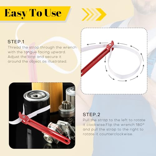 12 Inch Strap Wrench | Heavy Duty Nylon Pipe Adjustable Wrench for Plumbing and Oil Filter Removal