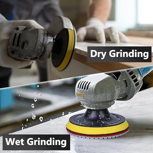 4 Inch Diamond Polishing Pads, 22 PCS 50-8000 Grit Wet/Dry Granite Stone Polish Pad Kit with 5/8’’-11 Backer Pad, Drill Adapter and Wool Disc for Granite Marble Concrete Stone Tile