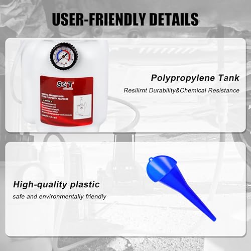 SGT 3L Transmission Fluid Pump Set,Transmission Filler Pump with 15pc ATF Adapters,Manual Transmission Fluid Transfer Pump with Pressure Gauge, Automotive Transmission Dispenser Pump Tool