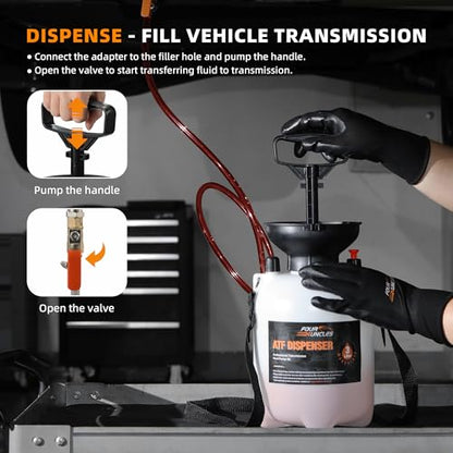 FOUR UNCLES 3L Manual Transmission Fluid Pump Kit with 12 Adapters | 3L Fluid Capacity, 12 ATF Adapters, One-Hand Pumping, Leak-Free Connections, Professional Service Tool - size: 3L（12pcsAdapter）