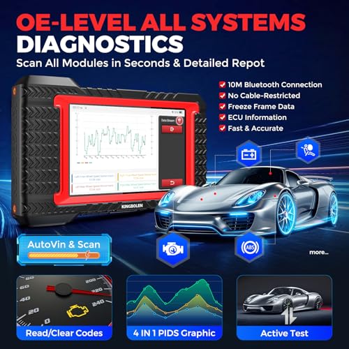KINGBOLEN K7 Bidirectional Scan Tool 2026 OBD2 Scanner Bluetooth with Lifetime Updates, No Annual Fees, 31+ Resets, Component Matching, All System Diagnostic, CAN FD, FCA AutoAuth, Crankshaft Relearn