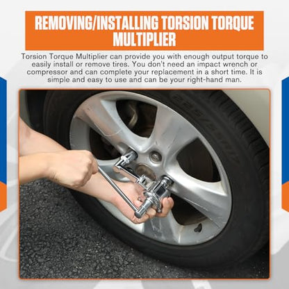 Torque Multiplier Wrench Lug Nut Removal Tool 1:16 Labor Saving Heavy Duty Lug Nut Remover Wrench Set 1/2" Driver Torque Wrench With 17mm/19mm/21mm Sockets,And Carrying Case