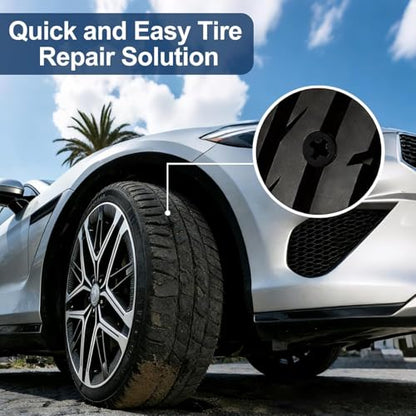 70 PCS Tire Repair Rubber Nail Kit, Vacuum Tire Repair Kits Spiral Rubber Screws, Quick Self-Service Tool for Car, Truck, Motorcycle, Tractor Tire Puncture Repair (70 PCS Screwdriver included)