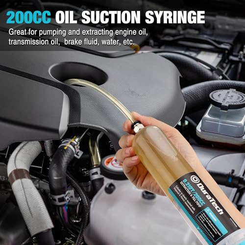 DURATECH 200CC Fluid Extractor Automotive, Fluid Pump with Long Extension Tubes, Oil Syringe with Powerful Suction, Fluid Extractor Pump for Extracting Engine Oil, Transmission Oil and Brake Fluid - size: 200CC