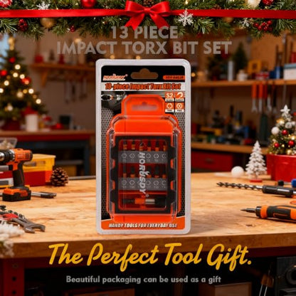 HORUSDY Tamper Proof Torx Bit Set, 13-Pieces T5-T40 Security Torx Bits with Magnetic Tips, Torque Star Bits with 2.1" Self-locking Quick Change and Storage Box, S2 Steel - style: New Version