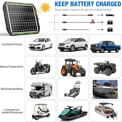 Sun Energise 25W 12V Solar Powered Battery Charger & Maintainer, Built-in Smart MPPT Charge Controller, Waterproof 25 Watt 12 Volt Solar Panel Trickle Charging Kits for Car Auto Boat RV Marine Trailer - size: 25W PRO