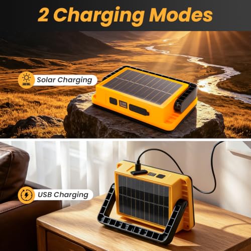 AFTIXM 2Pack 120W Solar Rechargeable Work Light with Magnetic Stand | 10000LM, 180 LED, Digital Display, IP66 Waterproof, 5 Modes, USB Output, Portable, for Mechanic/Car Repair/Camping/Fishing