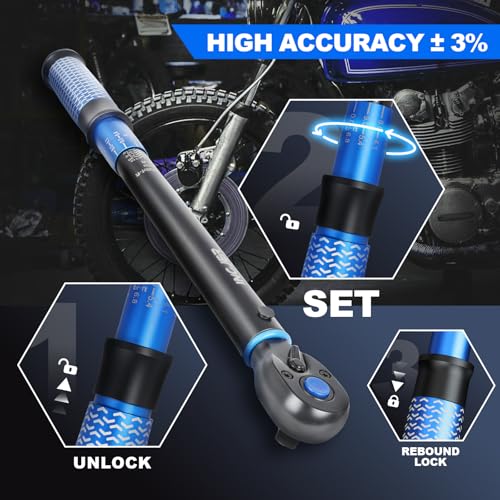 Drive Click Torque Wrench, 3/8" 10-120Ft.Lb,Dual-Direction Adjustable 72 Tooth Click Torque Wrench for Bike, Motorcycle,Professionals & DIYers,Blue - size: 3/8inch 10-120Ft.Lb