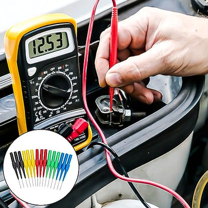 15pcs Test Back Probe Pin,Wire Piercing Insulation Back Probes Probe Non-Destructive Pin, 0.7mm Test Probes Pins Insulation Piercing Needle Multimeter 4mm Banana Socket for Car Tester
