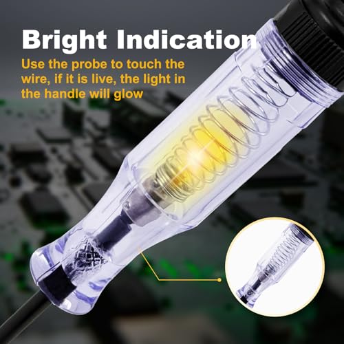 Test Light Automotive, Professional 6V-12V-24V DC Circuit Tester | Continuity & Car Fuse Tester with Alligator Clip and Long Steel Probe, Electric Tester Pen for Sedan, SUV, RV and Truck