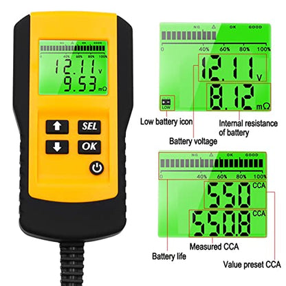 12V Car Battery Tester Vehicle Car LCD Digital Battery Test Analyzer Auto System Analyzer Voltage ohm CCA Test Diagnostic Tool