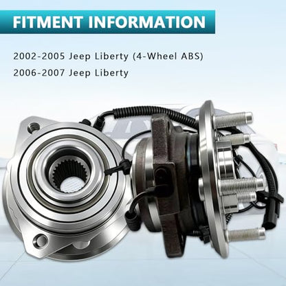513176 513177 Front Wheel Bearing Hub Assembly for 2002-2007 Jeep Liberty | Eliminates Noise, Fixes ABS & Hub Issues, Simple Installation, Direct Bolt-On, OEM Quality, No Warning Lights, DIY Friendly - size: 513176