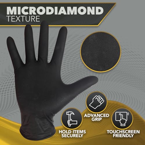 DAWG Black Nitrile Gloves, Disposable, Latex Free, Diamond Grip, Powder Free, Professional Grade - size: Small