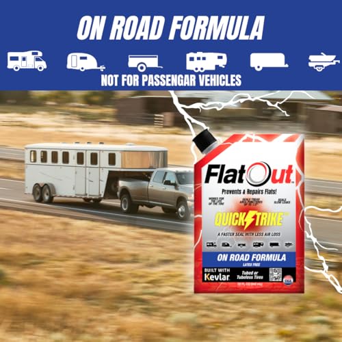 FlatOut QuickStrike Tire Sealant On Road Formula - Prevent Flat Tires, Seal Leaks, Contains Kevlar, 32-Ounce Bag, 2-Pack - size: 2 Pack - 32 Fl Oz