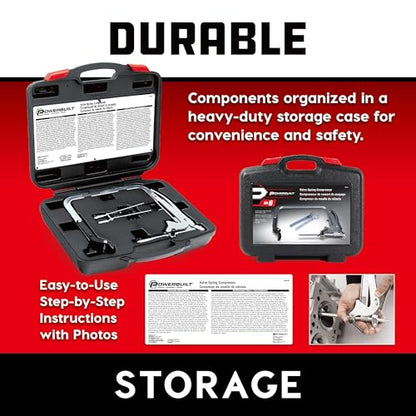 Powerbuilt Valve Spring Compressor Kit, Remove Coil Springs, Cylinder Heads, T-Handle, Car and Vehicle Service Repair Tool Set - 648615, Silver