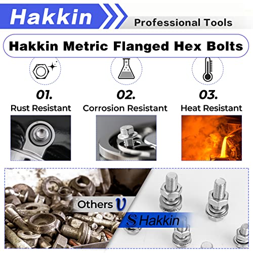 Hakkin 232Pcs Flange Bolts and Nuts Kit M6 M8 M10 Metric Flange Bolt Assortment, 304 Stainless Steel Metric Hex Bolts, M6-1.0 M8-1.25 M10-1.5 Flange Screw Set Nuts and Bolts Assortment Kit - size: 232PCS M6 M8 M10 Flanged Bolts Silver