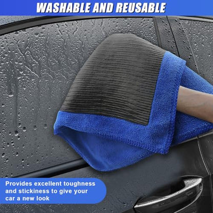 2PCS Clay Bar Towel for Auto Detailing, 12" x 12" Fine Grade Microfiber Car Chamois Towel, No-Scratch DIY Detail Clay Bar Alternative Cloth Mud Strip Cleaner Tool for Cars Detailing (2PCS) - size: 2PCS