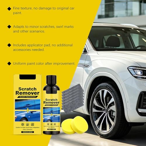 Scratch Remover for Vehicles,Eliminate Car Scratches in 60 Seconds,Quick Fix Removal Paste for Deep Scratches,All Paint Colors Polishing Kit with Wipe,Paint Scratchs Repair Kit for Vehicles