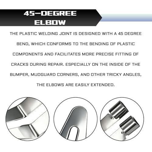 4PCS Plastic Welding Tips for Heat Guns, Stainless Steel Plastics Welder Smoothing Tip with 45° Elbow, Convenient and Compact, Plastic Welding Kit for Car Bumper Repair Kayaks, Car Accessories