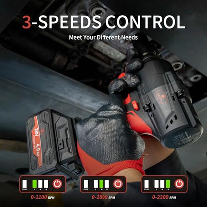 AEROPRO TOOLS Cordless Impact Wrench Kit, 1750N.m (1290Ft-lbs) High Torque 1/2 Brushless Impact Gun, 20V Power Impact Driver, 2x 4.0Ah Battery, 5 Sockets, Electric Impact Driver for Car Truck RV