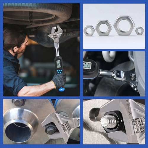Wisscool Adjustable Digital Torque Wrench, 5-99.6 ft.lb/6.8-135 N.m | Hvac Torque Wrench with 42mm Jaw, ±2% Accuracy, Vibration, Buzzer and LED Indicator for Split AC, Moto, Car - size: 42mm Jaw/5-99.6 ft.lb